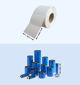 4 Chromo Label 1 Up (2000 labels) and 1 Wax Resin Ribbon (50 mm x 25 mm)