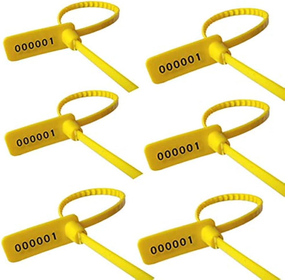 Plastic seal with metal lock 12" yellow round ( Pack of 100 )