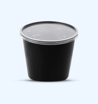 SR-FP42 Damati - Round Container [Tall], 750 ml, Black with Lid