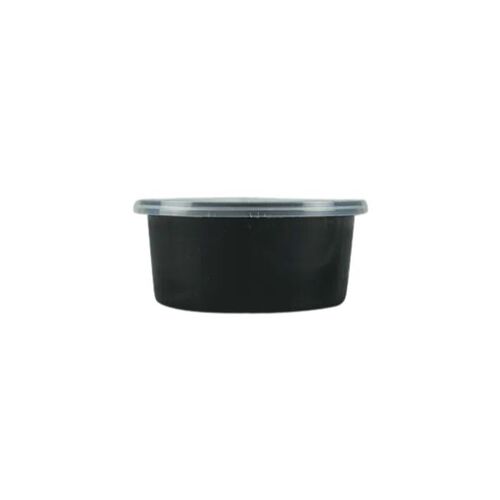 SR-FP11 Damati - Round Container, 300 ml, Black with Lid (Pack of 500)